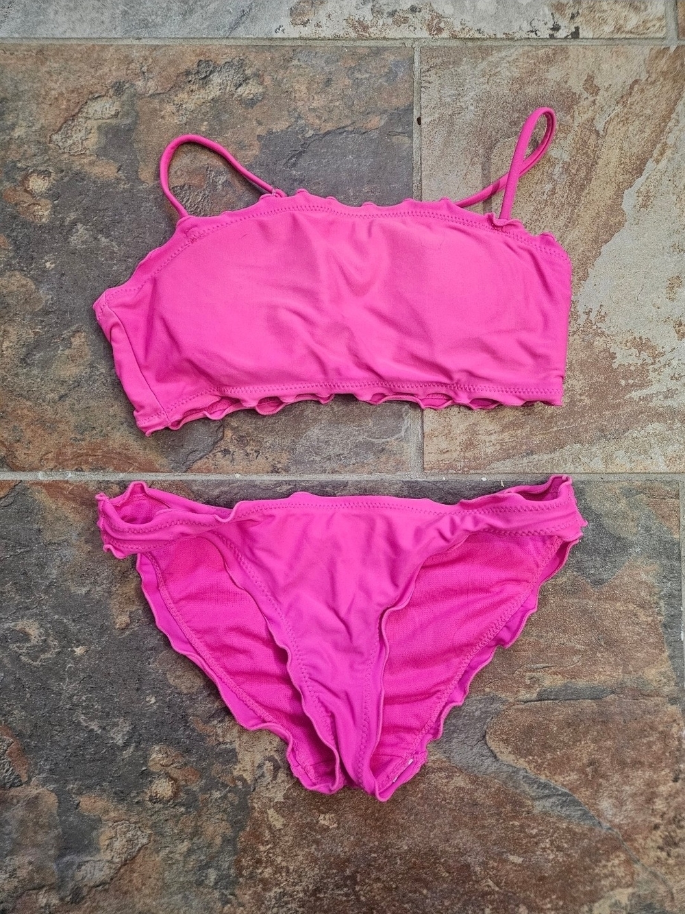 Size Small Womens (3-5)Hot Pink Ruffle Bikini Set - Two Piece Swimwear